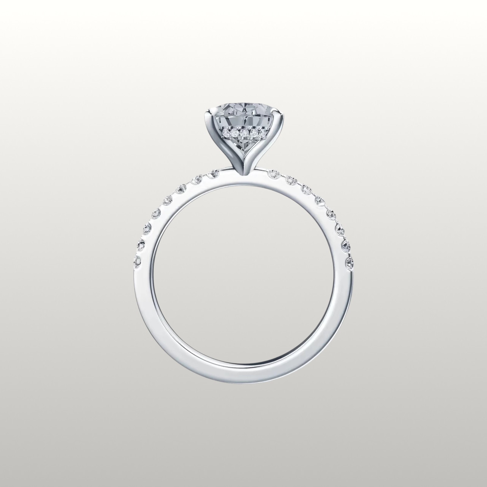 14k White Gold Fancy Vivid Blue IGI Lab Created Diamond Ring 2.75 Carat Oval Cut