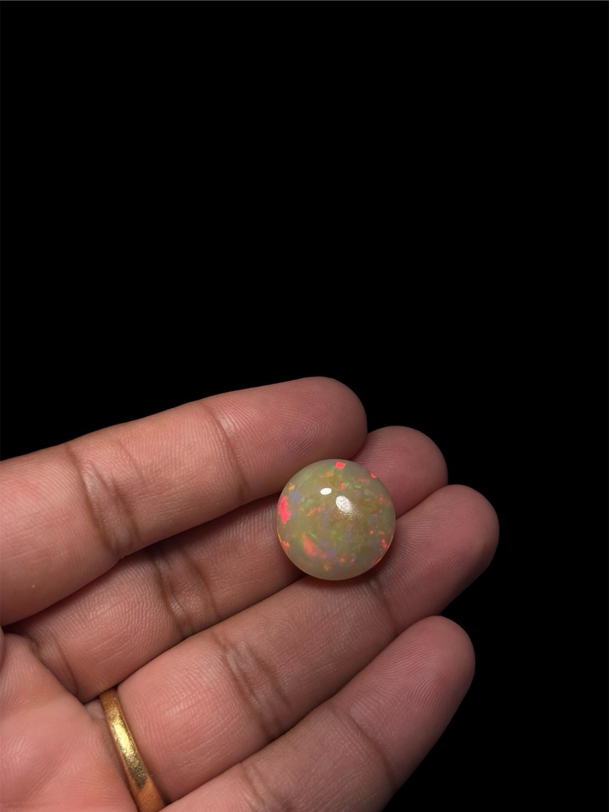 Natural Ethiopian Honeycomb Opal 21.80 Ct Round Cabochon Certified 19.35mm