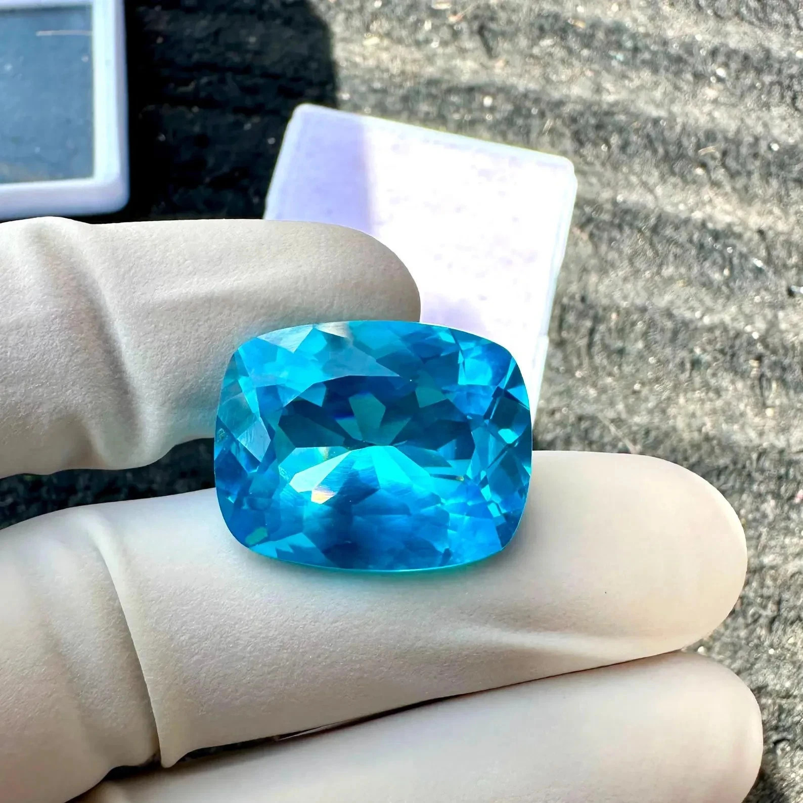 Natural Certified Neon Blue Paraiba Tourmaline 42.66 Ct Cushion Cut Loose Gems A