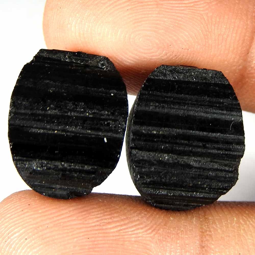 39.30Cts100%Natural Black Tourmaline Druzy Oval Pair Cabochon Gemstones