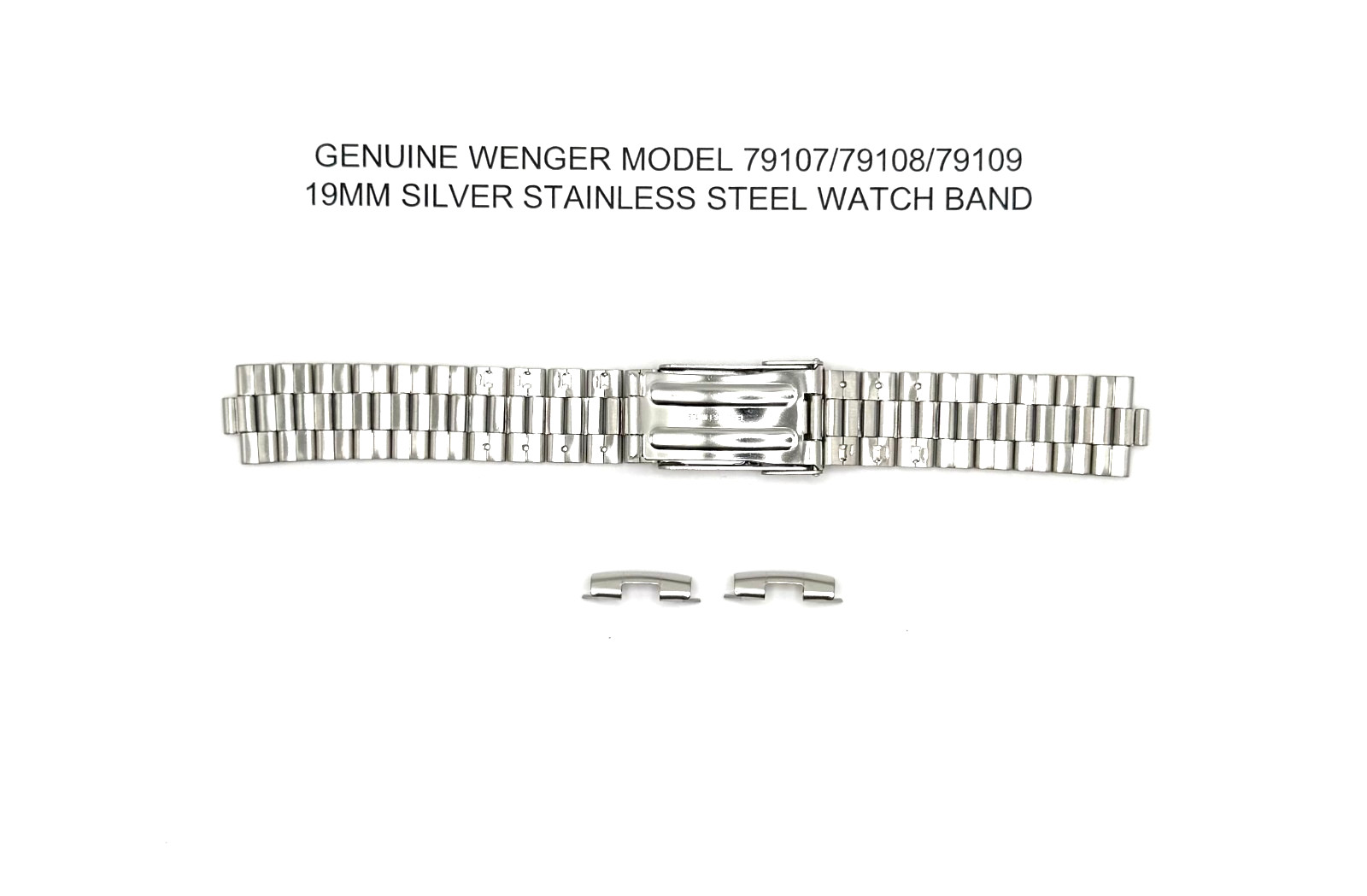 GENUINE WENGER 19MM SILVER STAINLESS STEEL WATCH BAND