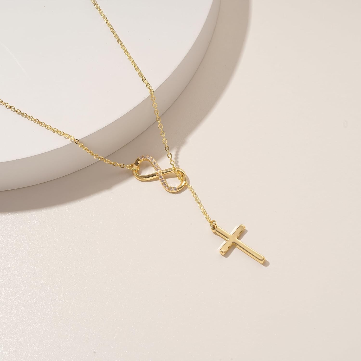 Versatile 14K Gold Plated Cross Necklace – Adjustable Chain for Every Occasion
