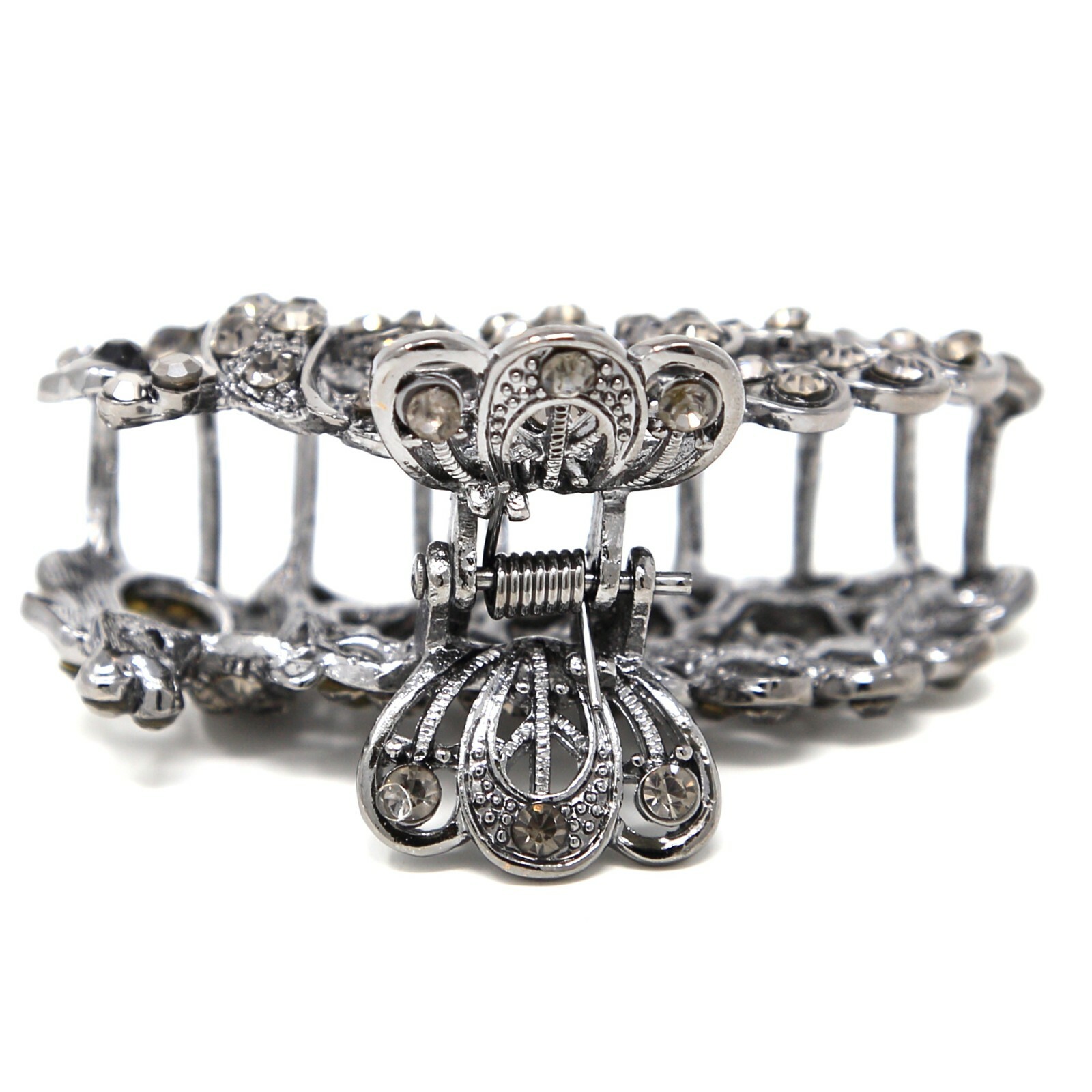 New Black Color Crystal High Quality Metal peacock hair claws clips 8090