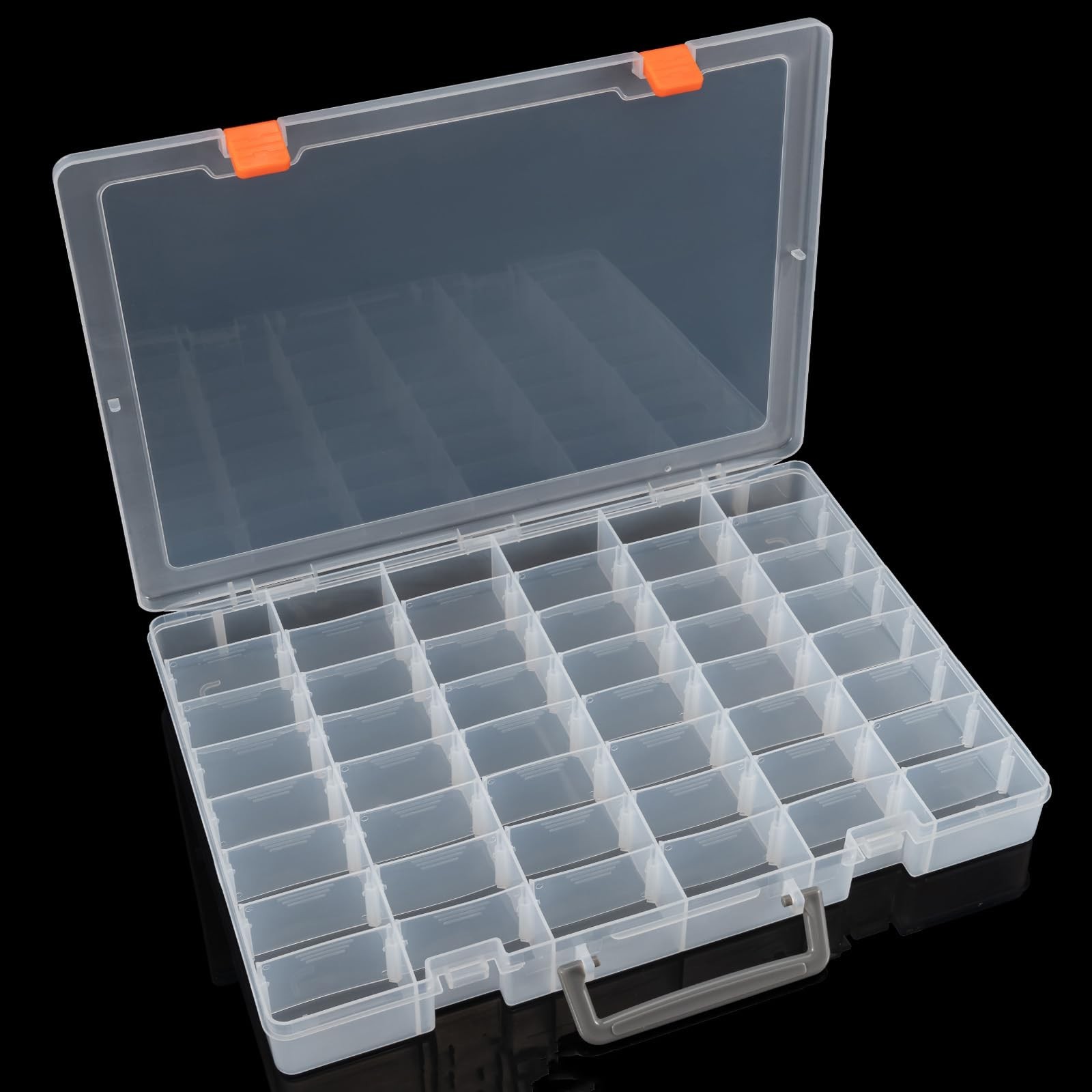 2 Packs Large 48 Grids Clear Plastic Organizer Boxes with Dividers | Adjustab…