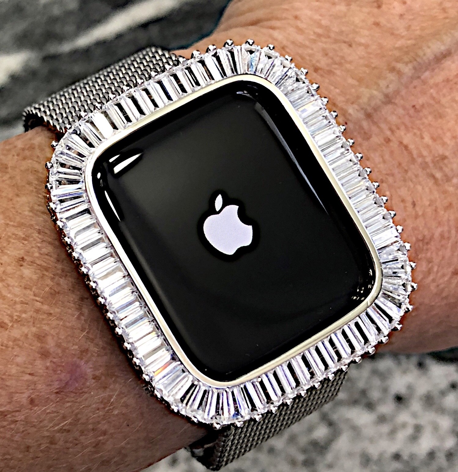 42mm series 10/11 White gold Lab Diamond Apple Watch case Apple Watch bling