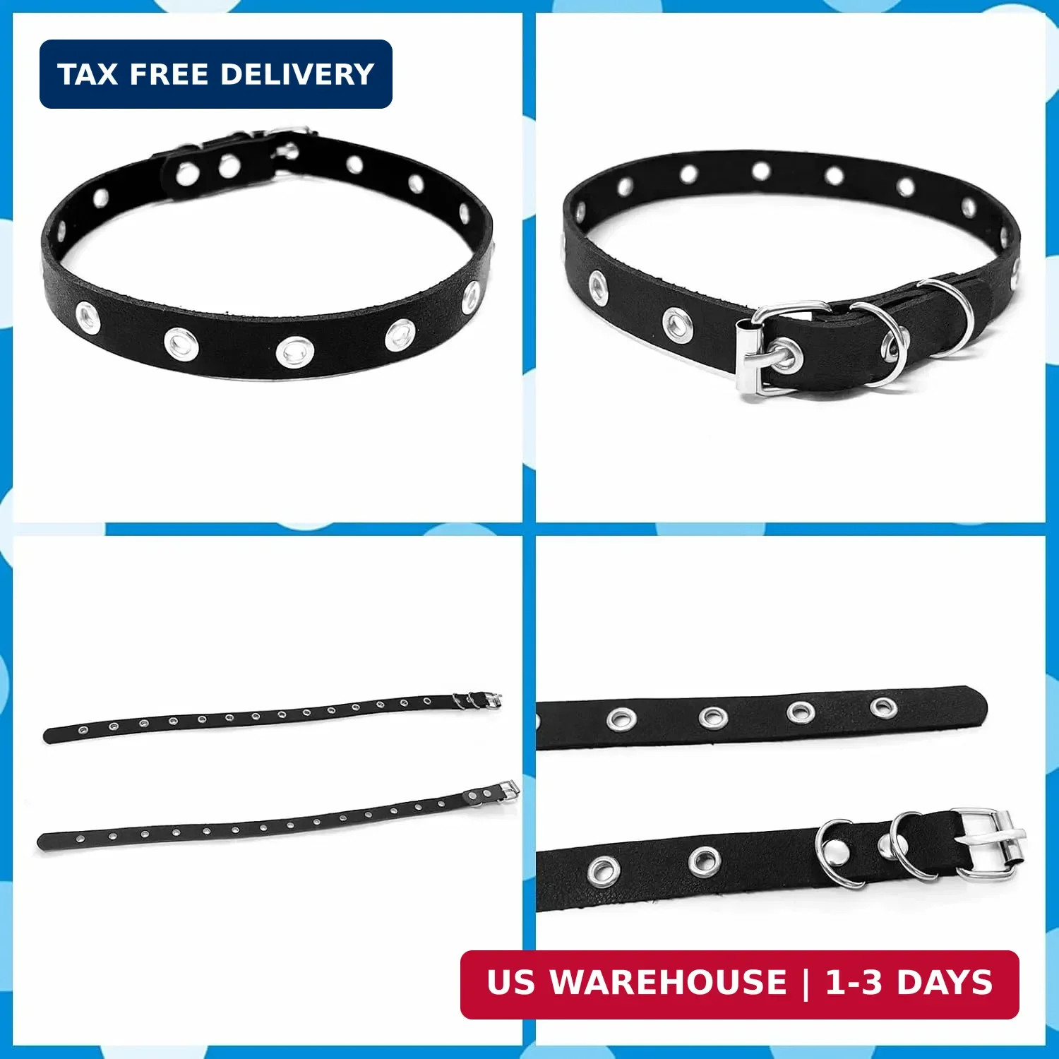 Studded Leather Choker Necklace and Bracelets Set for 80s 90s Vintage Women Men