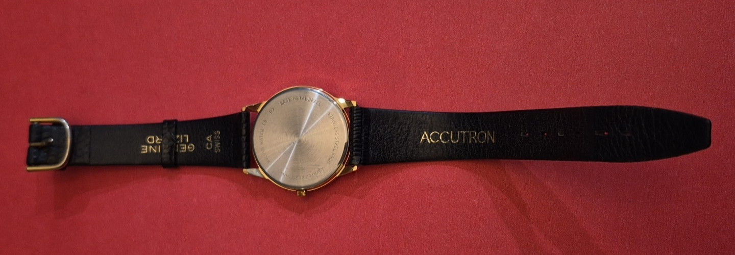 Very Rare McDonald’s Store Manager Bulova Accutron Watch Lizard Band Gold Plated