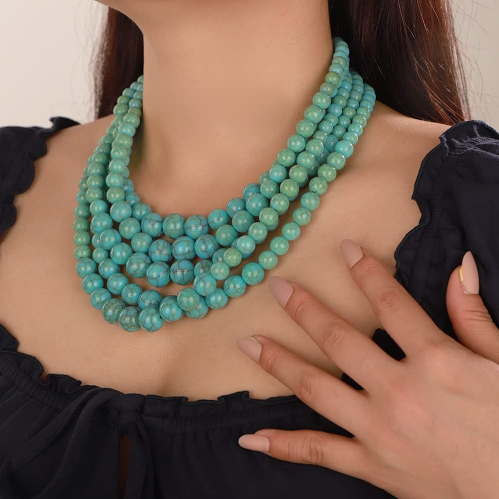 Bohemian Statement 5 Layer Green Pearl Necklace 1920s Pearl Earrings Vintage …