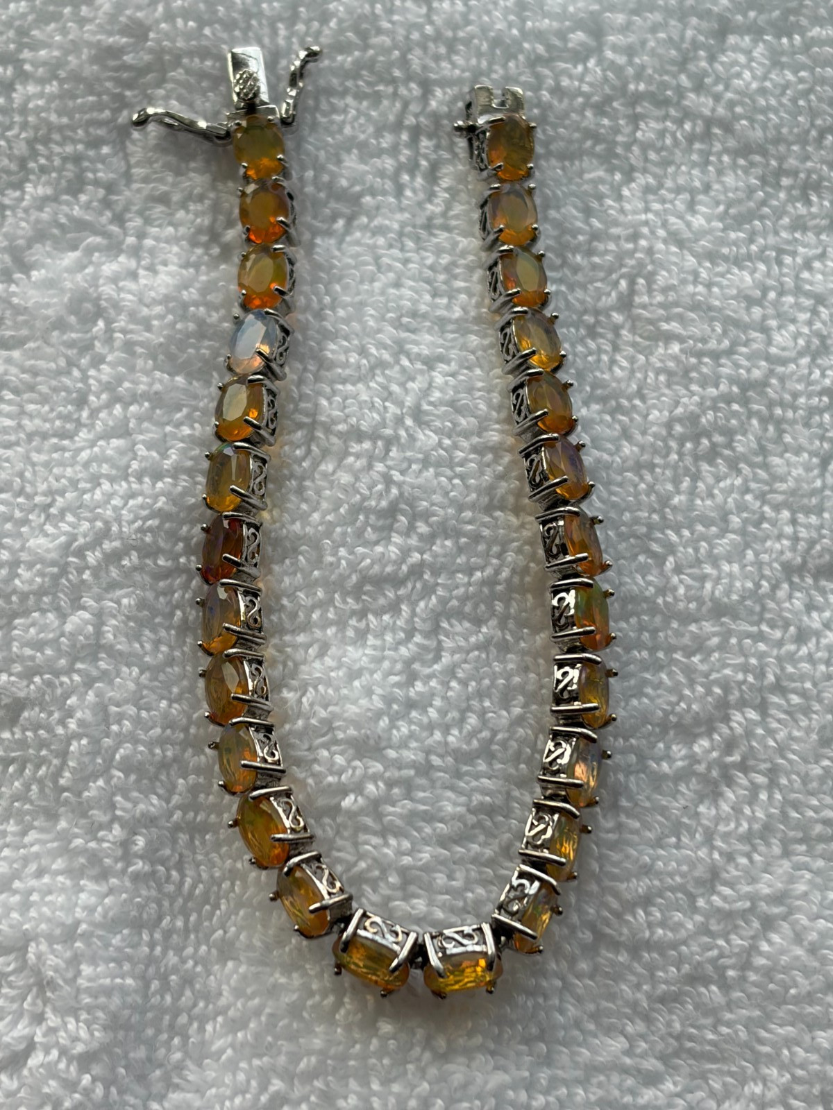 Natural Citrine Tennis Bracelet 925 Sterling Silver 9″