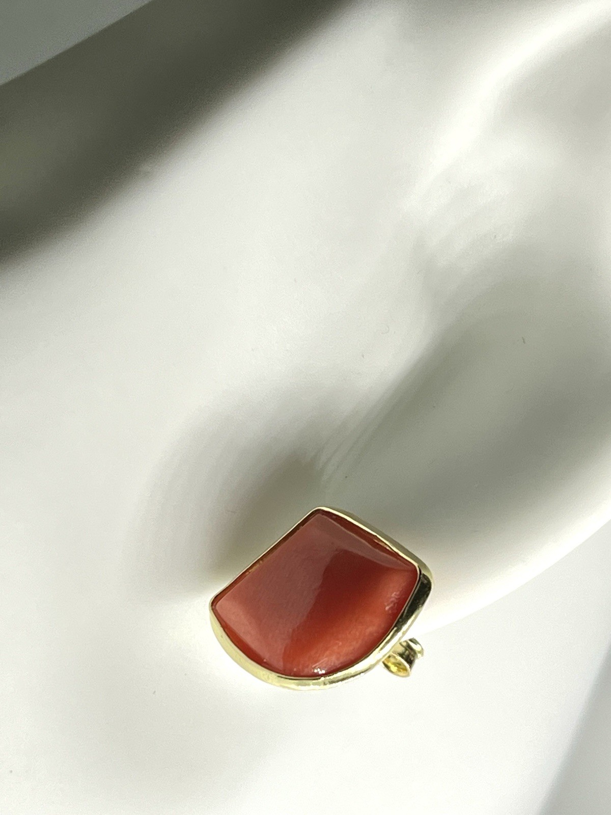 Mediterranean Red Coral Earrings 12x14mm in 18kt Gold – Fan – Italy