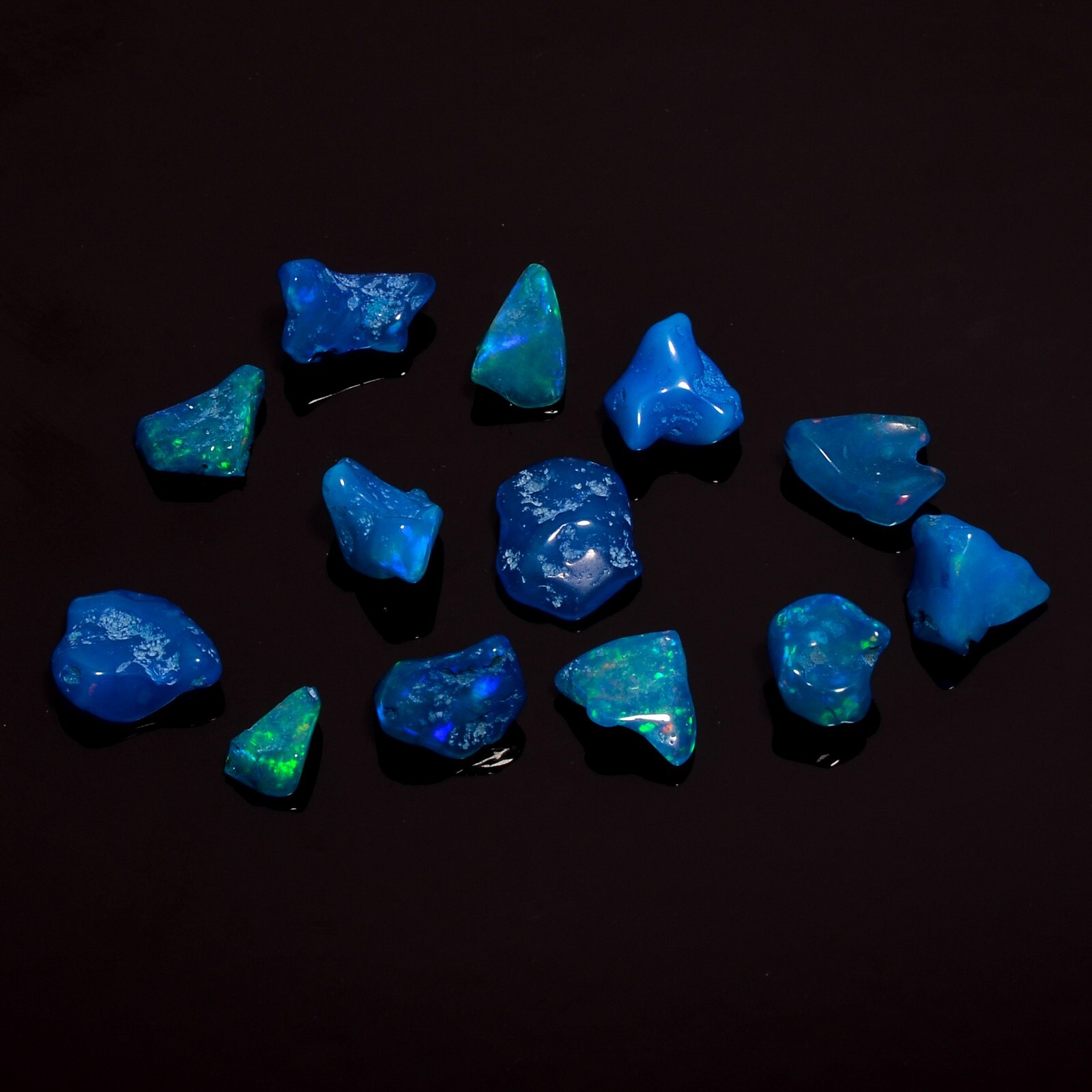 Natural Fire Blue Ethiopian Opal Polished Rough Loose Gemstone Lot 18 Ct A-4410