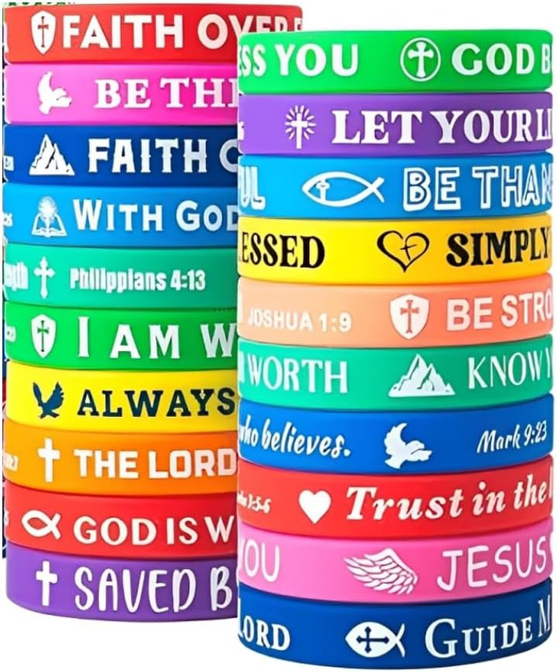 20PCS Bible Verse Silicone Bracelets Bible Verse Rubber Bracelets Religious