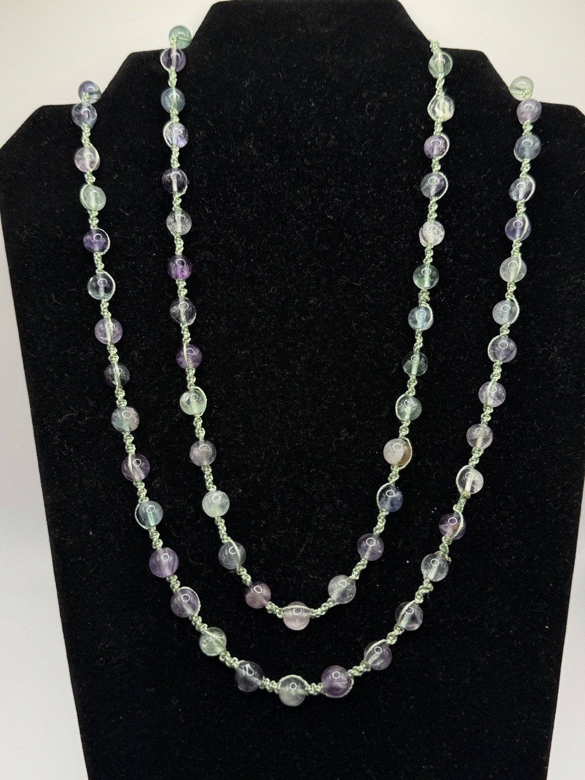 Lulu Dharma Fluorite Bead Wrap Necklace Bracelet Convertible Boho 80.36g