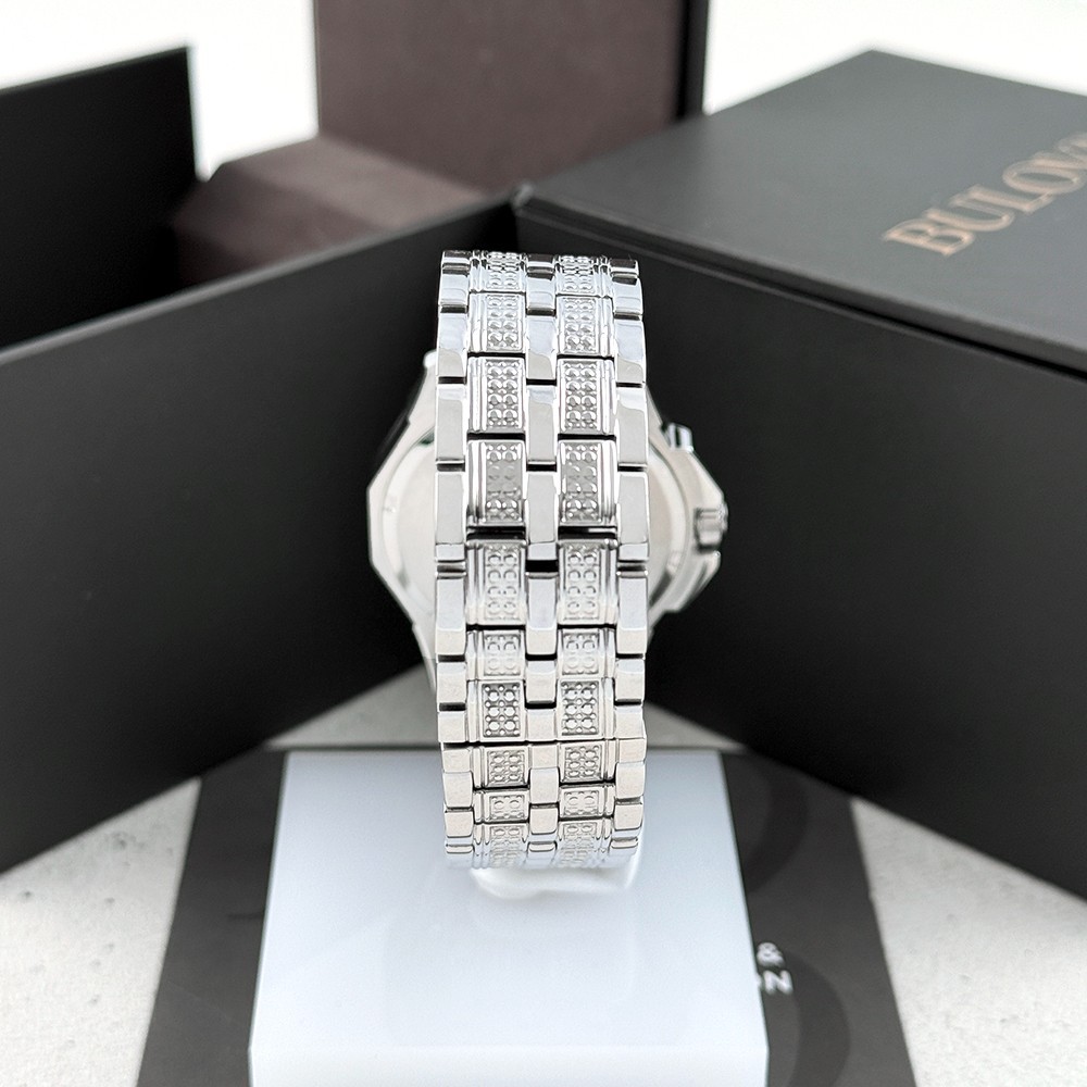 Bulova Men’s Octava Crystal 96C134 Silver Dial Stainless Quartz Watch 41.5mm