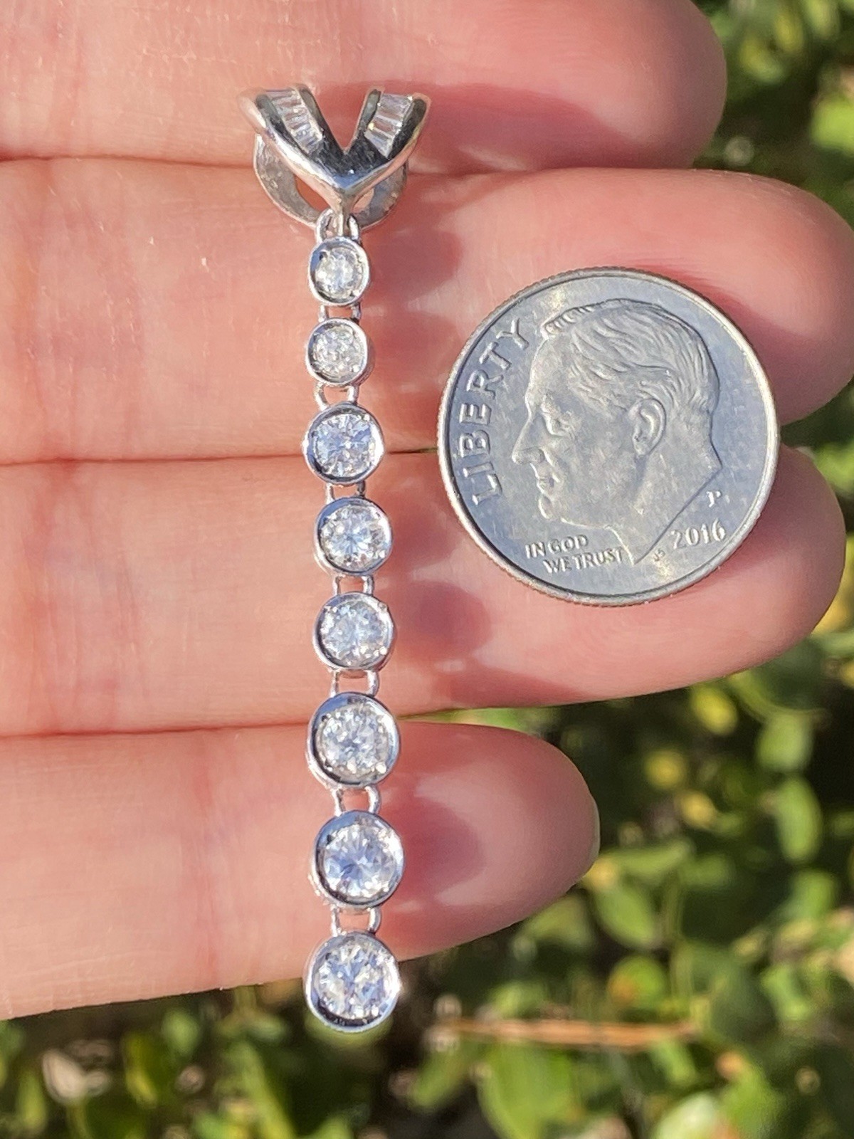 1.00CTW 100% Natural Round Diamond Drop Platinum Pendant