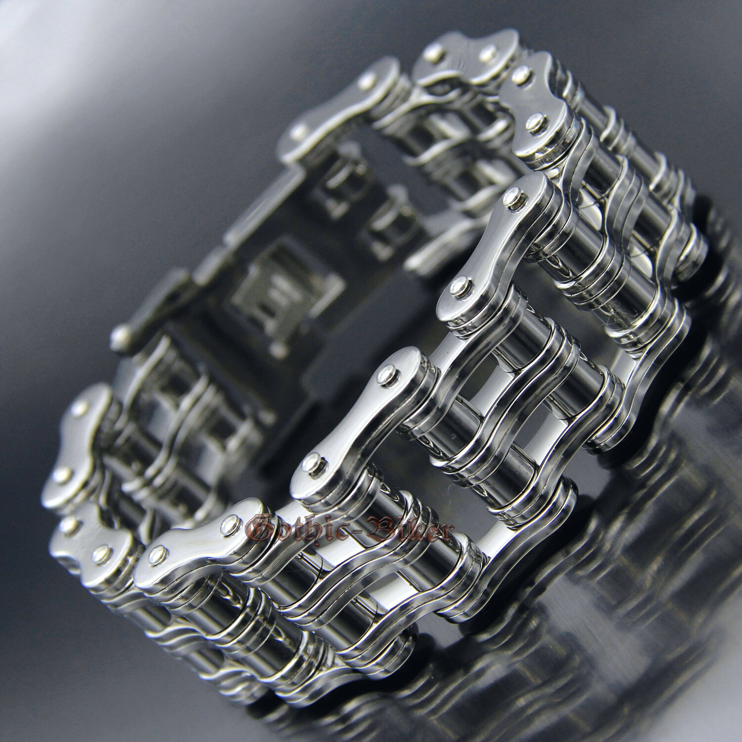 Heavy Mens Stainless Steel Motorcycle Bike Chain Biker Bracelet Silver 27mm Wide