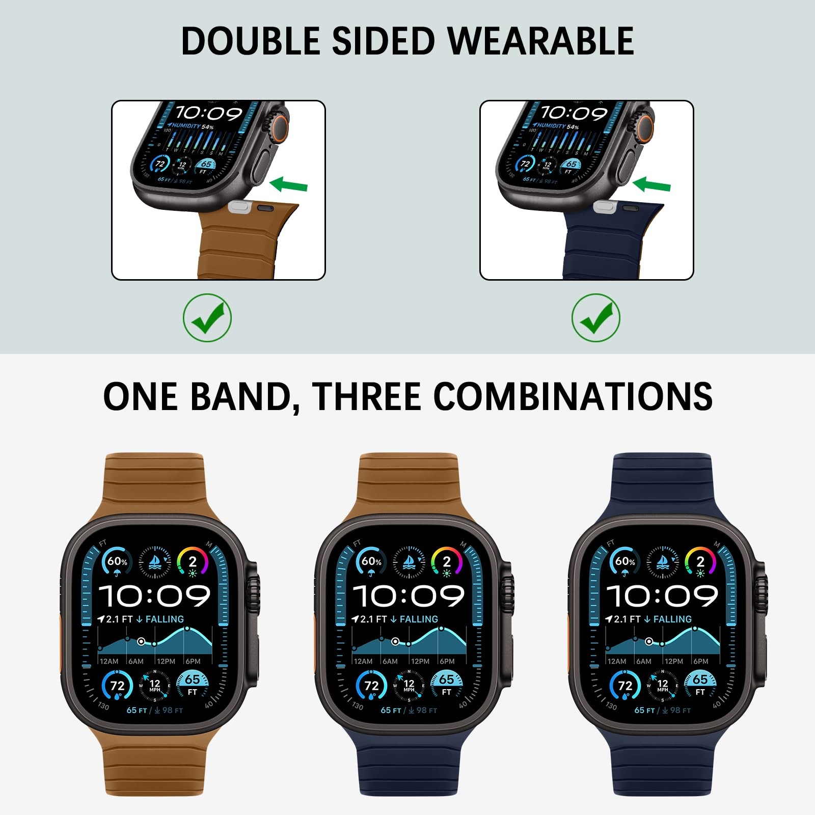 Double Sided Reversible Band Compatible with Apple Watch 42mm (Series 11/10) …