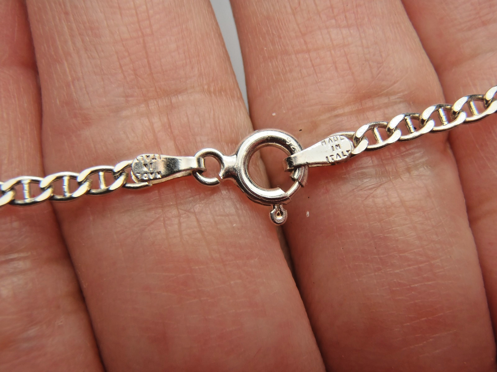 ESTATE STERLING SILVER MARINER LINK 2MM WIDE 8″ ITALY BRACELET FREE SHIPPIN