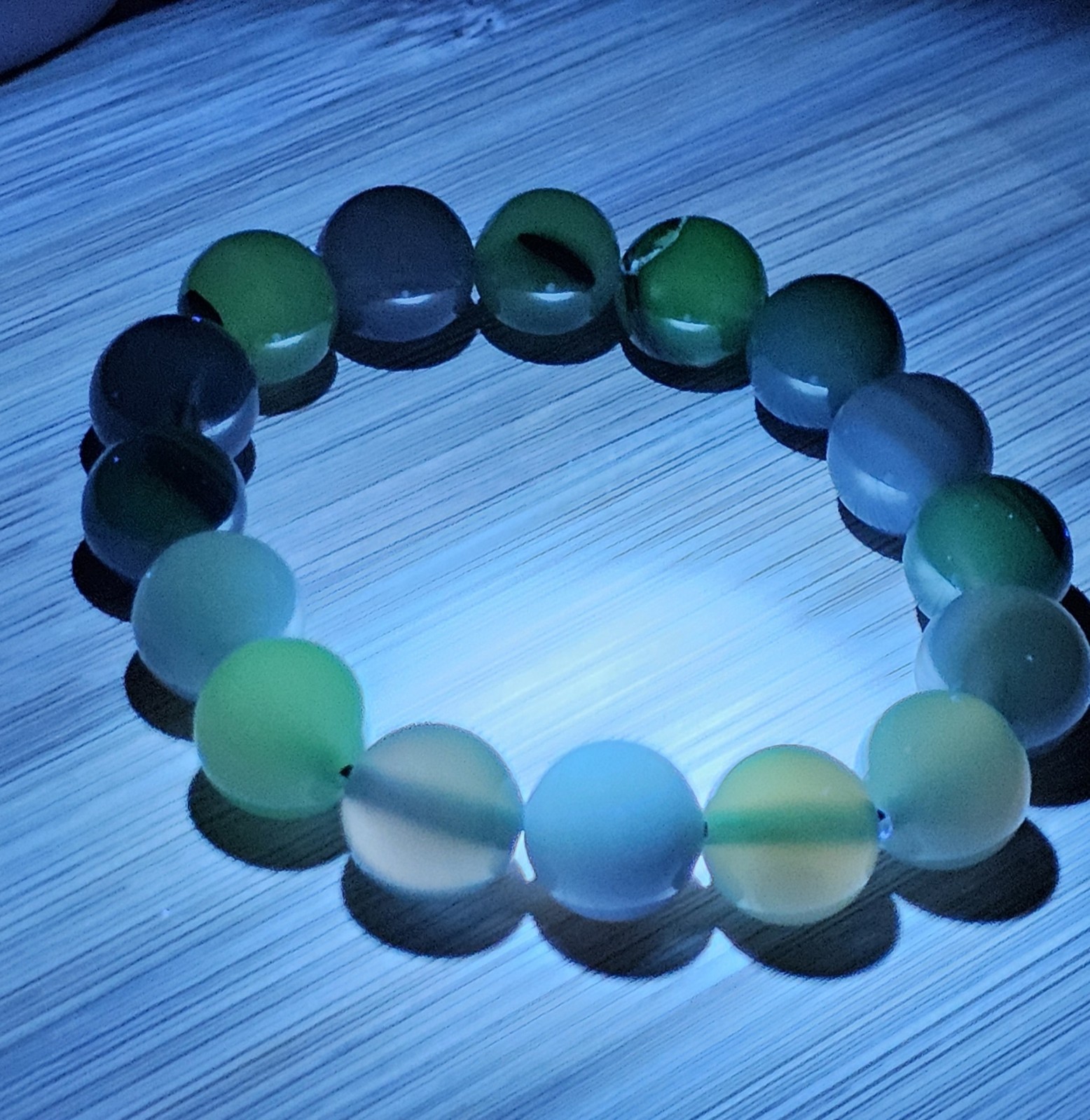 Volcano Agate Natural Crystal Bracelet 12.3mm UV Reactive