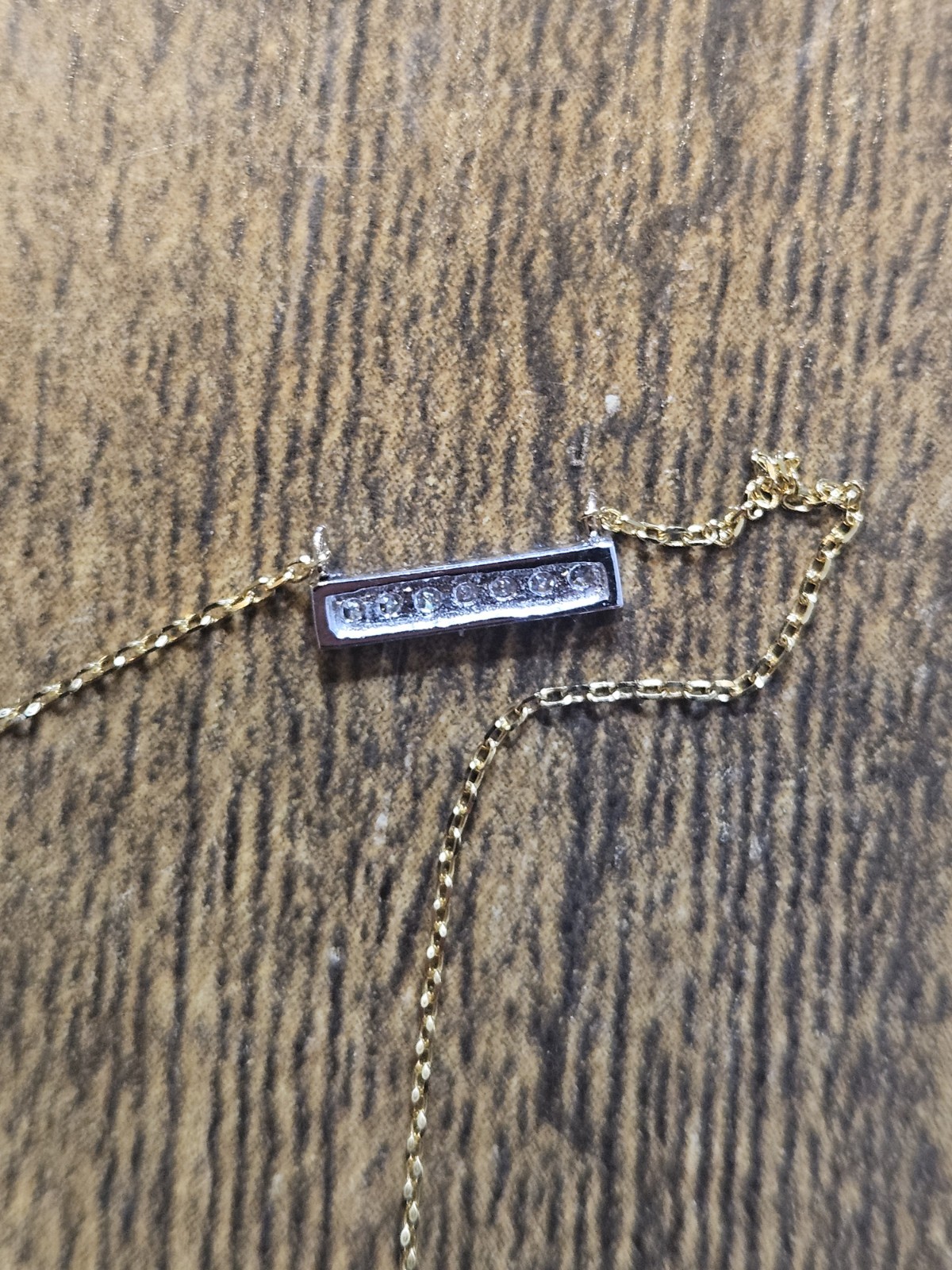 Dana Rebecca Designs Sylvie Rose 14K Gold Diamond Bar 16″ Necklace Italy 585 NEW