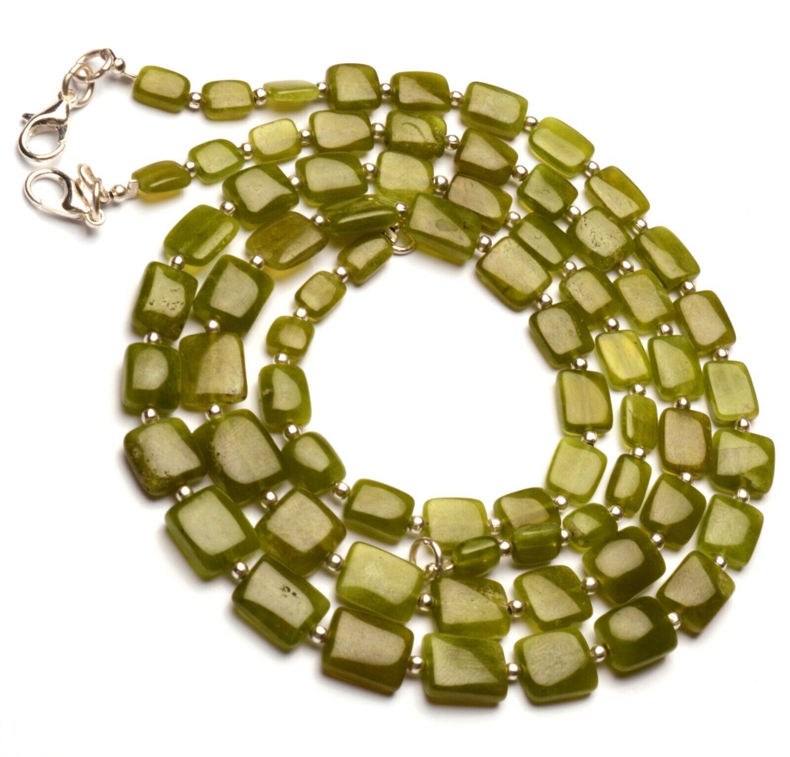 Natural Gem Vesuvianite 6 to 10 mm Size Smooth Nugget Beads Necklace 15″