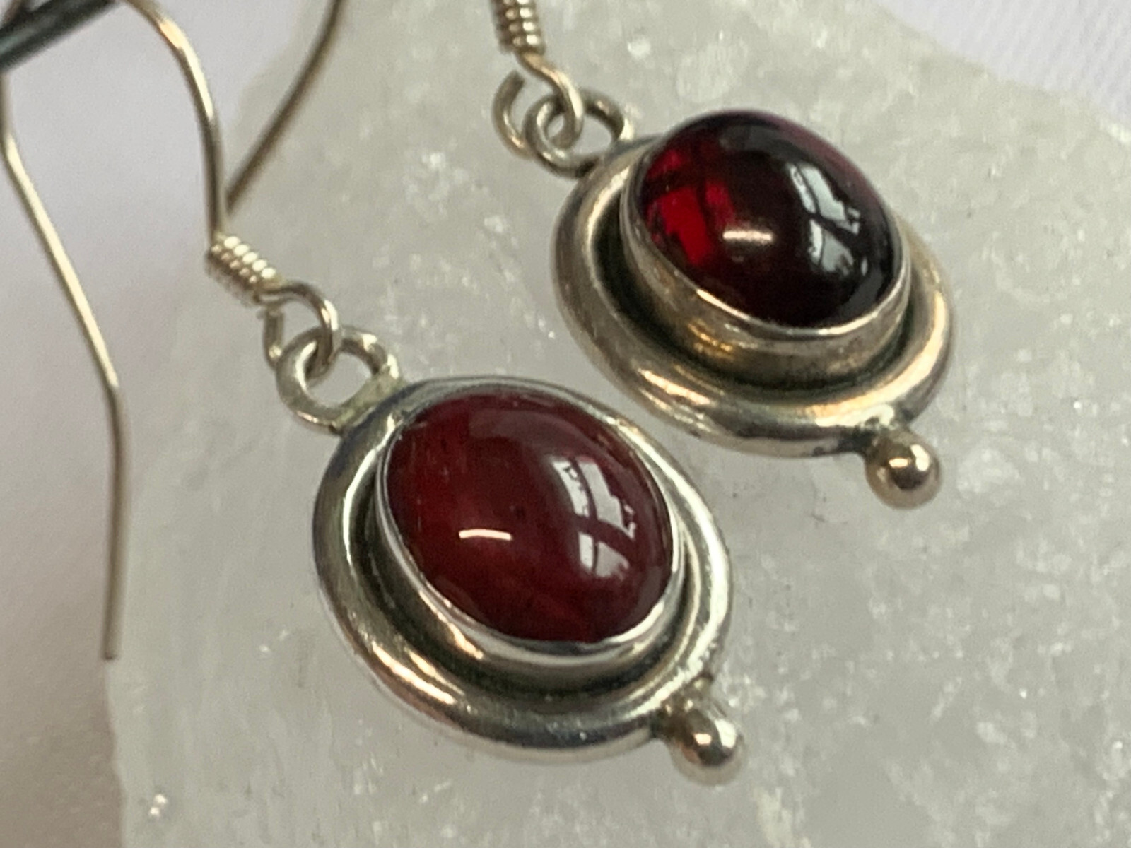 Sterling Silver Dangle Earrings 5.59g Fine Jewelry Dangle Garnet Color Stones