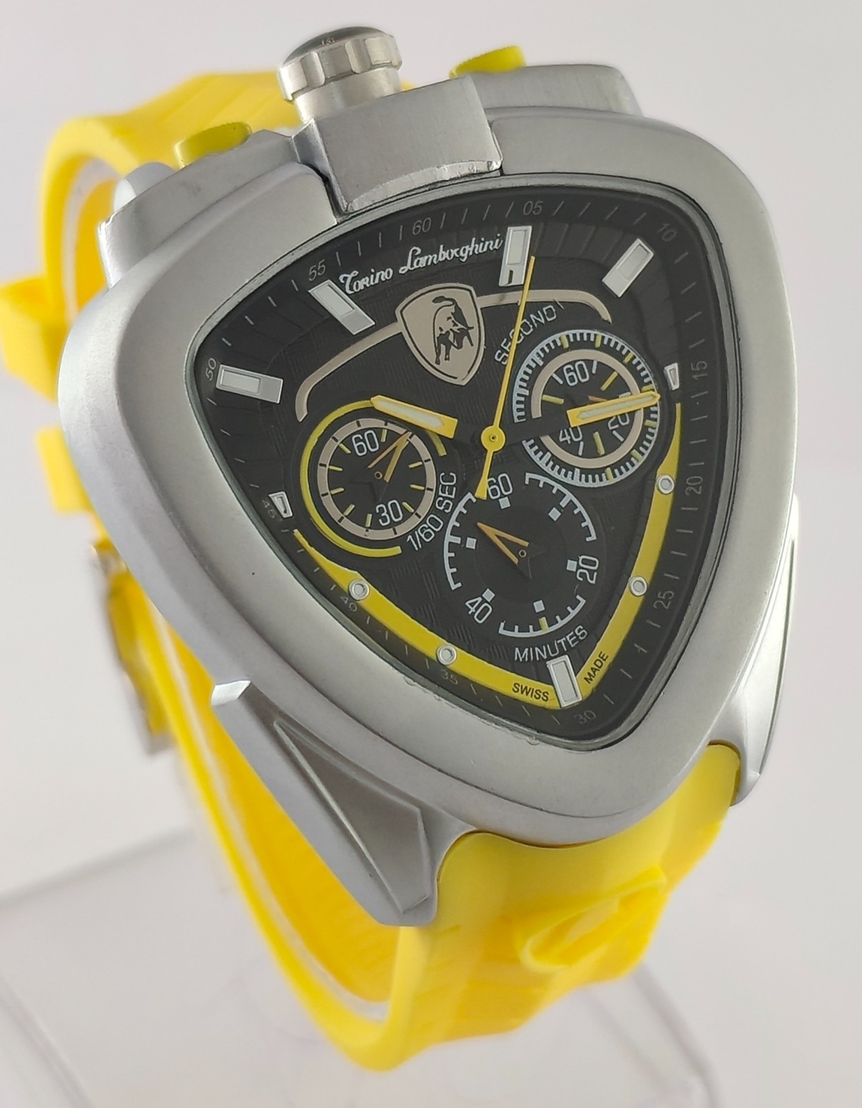 Lamborghini Chronograph Black Dial All Working Men Wristwatch Rubber Band