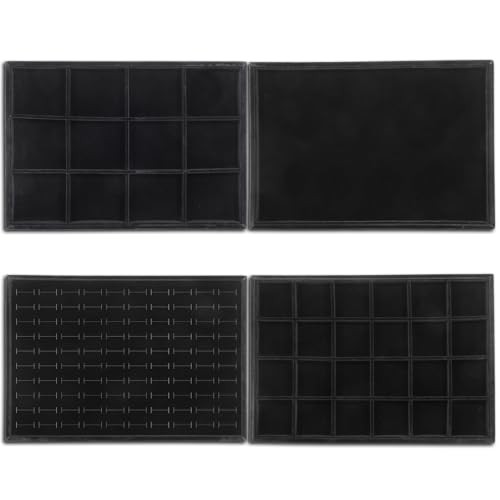 4 Pack Jewelry Tray, Stackable Velvet Jewelry Organizer Tray Jewelry-Tray