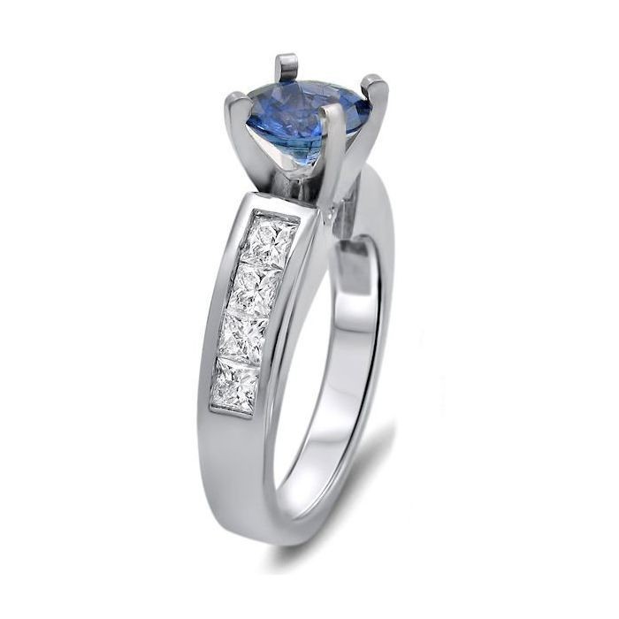 2.50 Ct Round Cut Natural Sapphire & Diamond Wedding Ring 14K White Gold Size 5