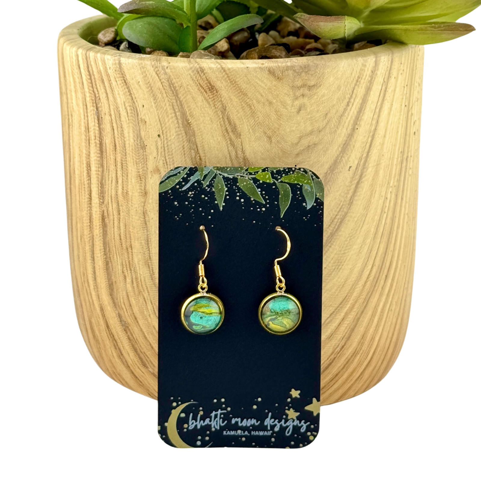 Dangle Earrings Handmade “Golden Landscapes” Electroplated Sterling Earwires
