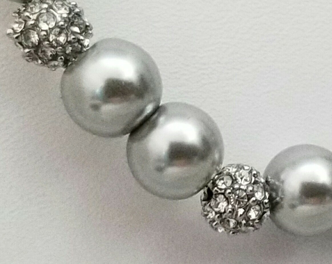 Silver Pearl Crystal Necklace 17-19″ Silver Plated Gift Mom Special Occasion