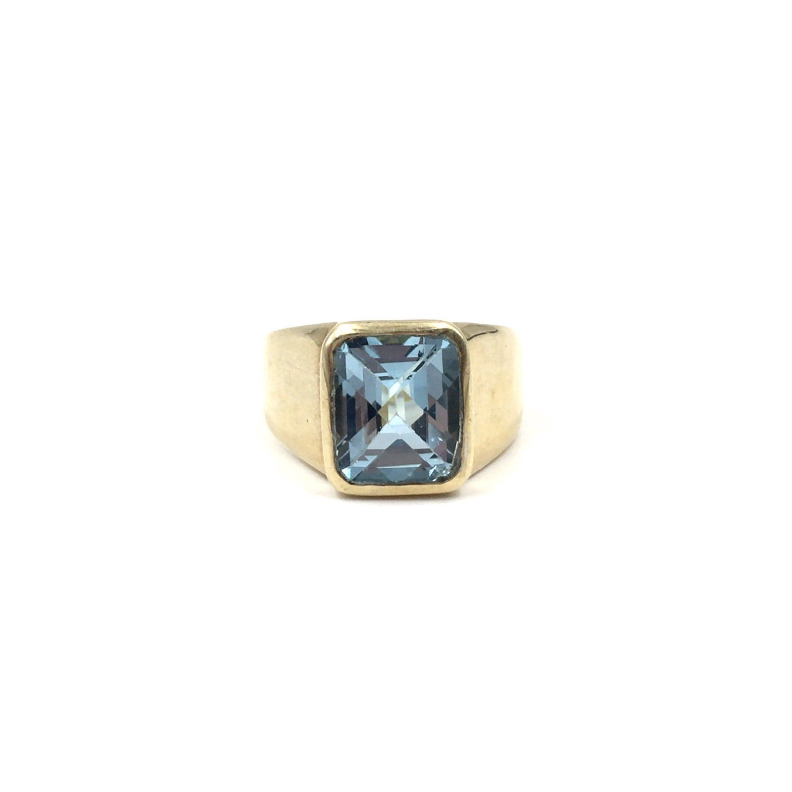 925 Silver Ring Gold Plated 6.53ct Blue Topaz Exclusive Jewellery 20.3mm / 64