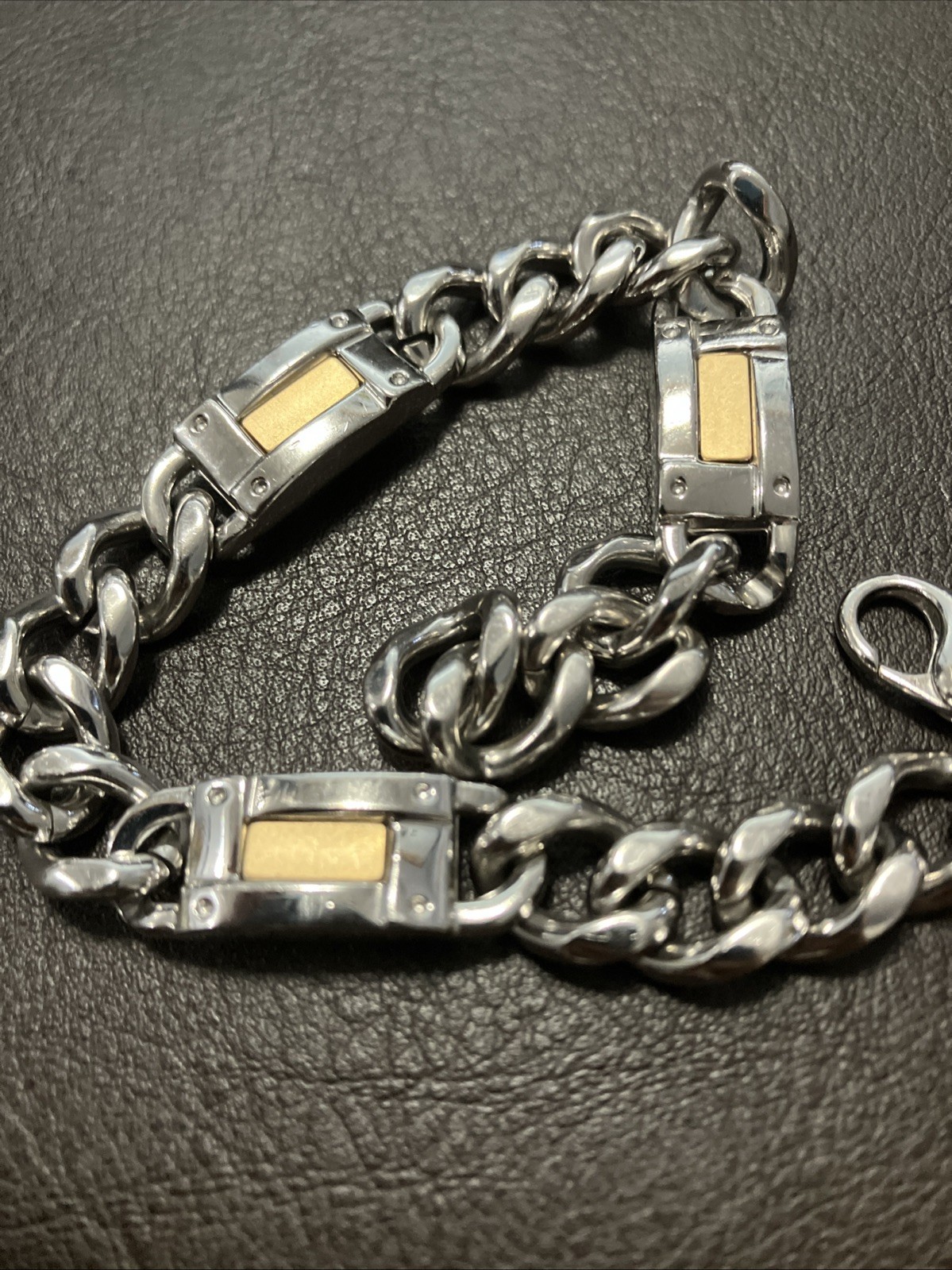 14kt & 925 Sterling Silver Combination Cuban Solid Bracelet 60grams 9.5inches