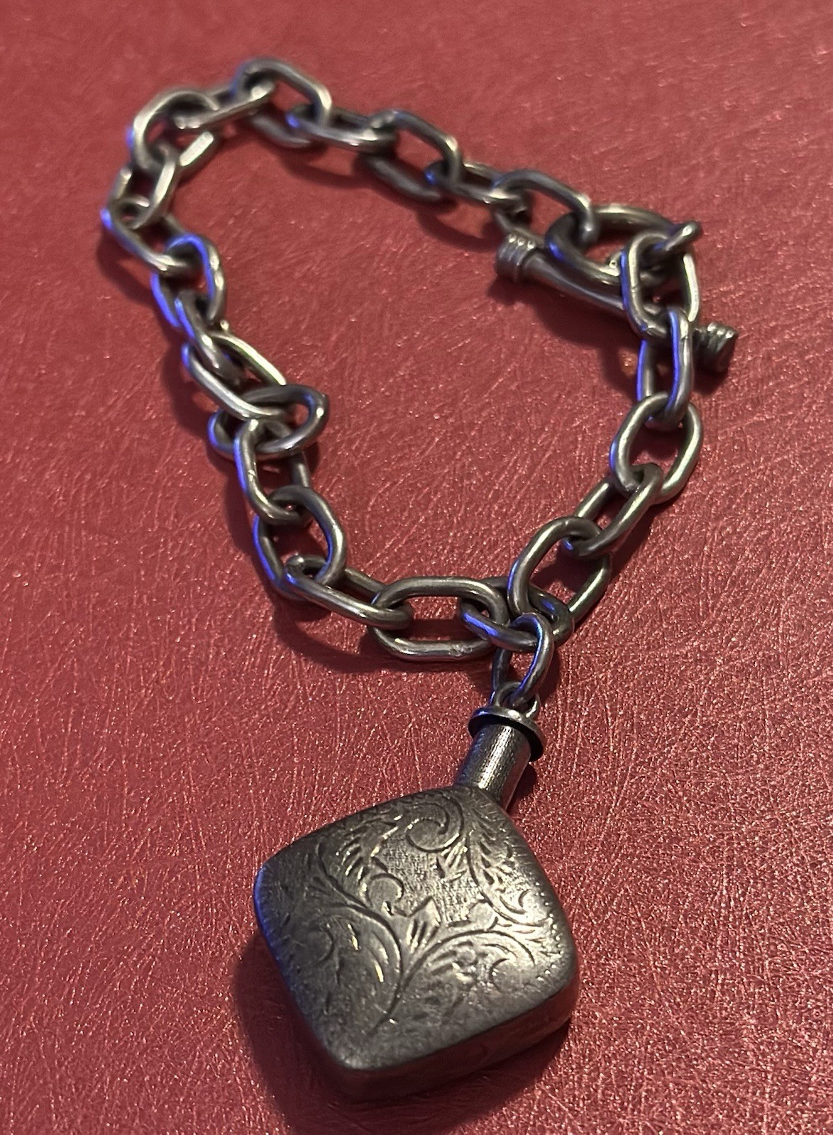 VTG Taxco Melesio Rodriguez TF-11 Sterling Silver Perfume Bottle Bracelet 27g