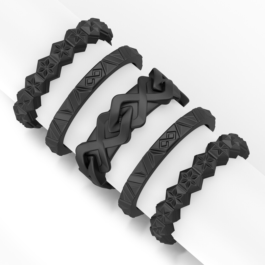 Rinfit Silicone Wedding Rings for Women. Stackable 4 Rubber Rings Set