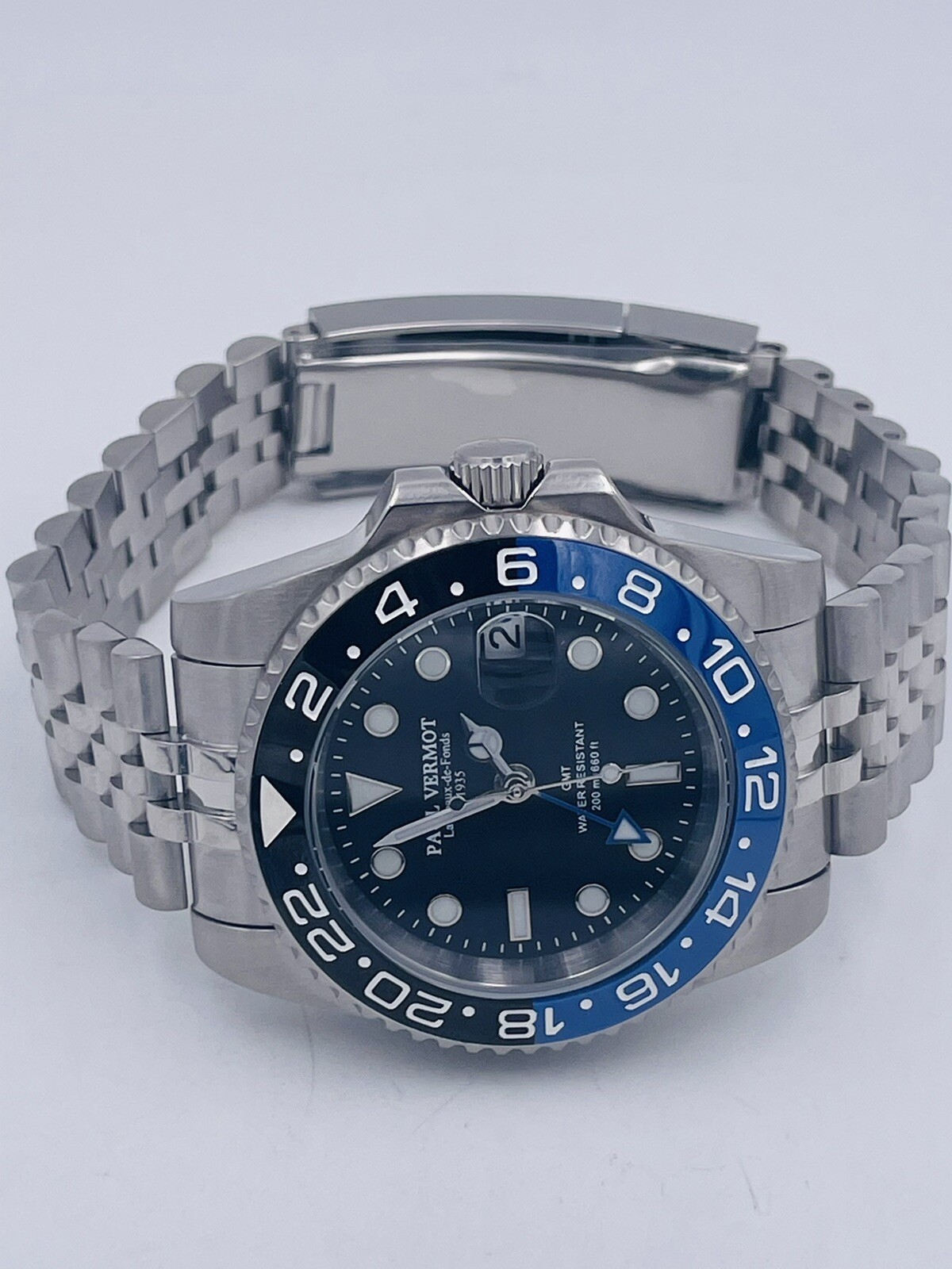 Paul Vermot GMT Automatic Ceramic Watch Pv2116BLKJ/540 Very Discounted New