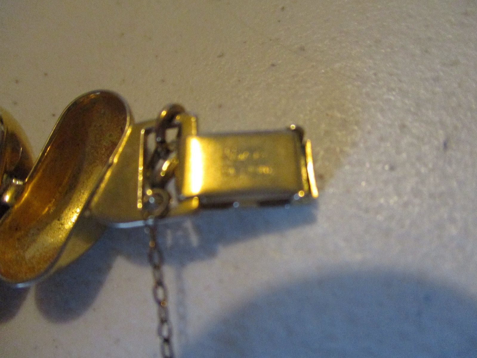 Vintage Signed Napier Gold Tone Link Costume Bracelet with Safety Chain!