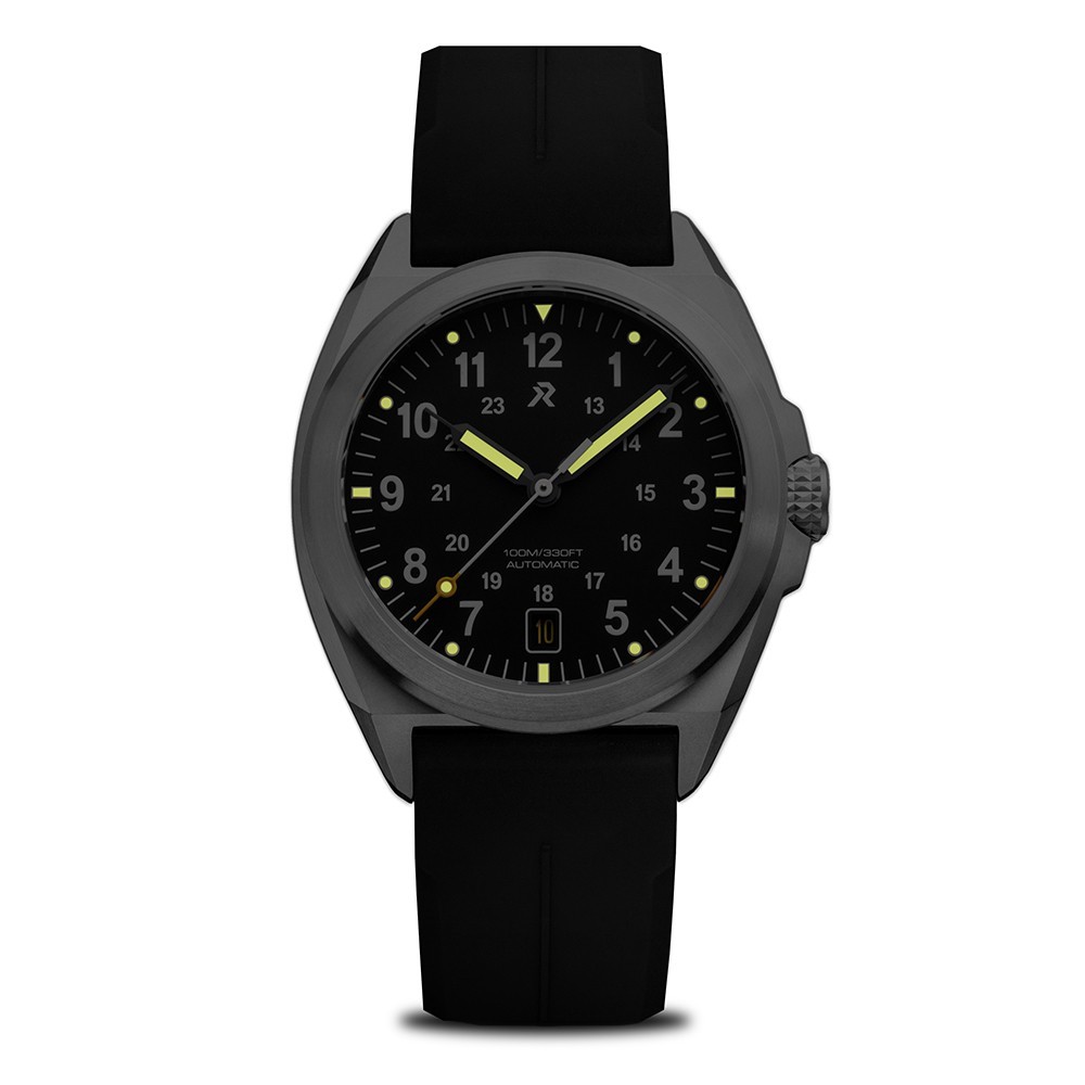RZE VALOUR 38 Automatic Titanium Black Date Rubber Men’s Watch