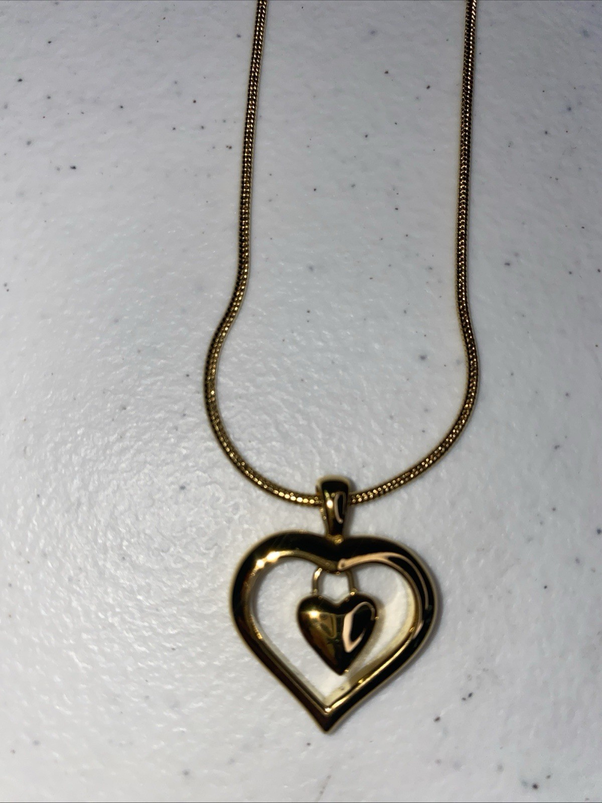 12K Gold Filled Heart Pendant Necklace 1/20 GF Gift Box New