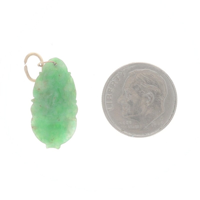Yellow Gold Jadeite Potted Plant Charm – 14k Carved Botanical Nature Pendant