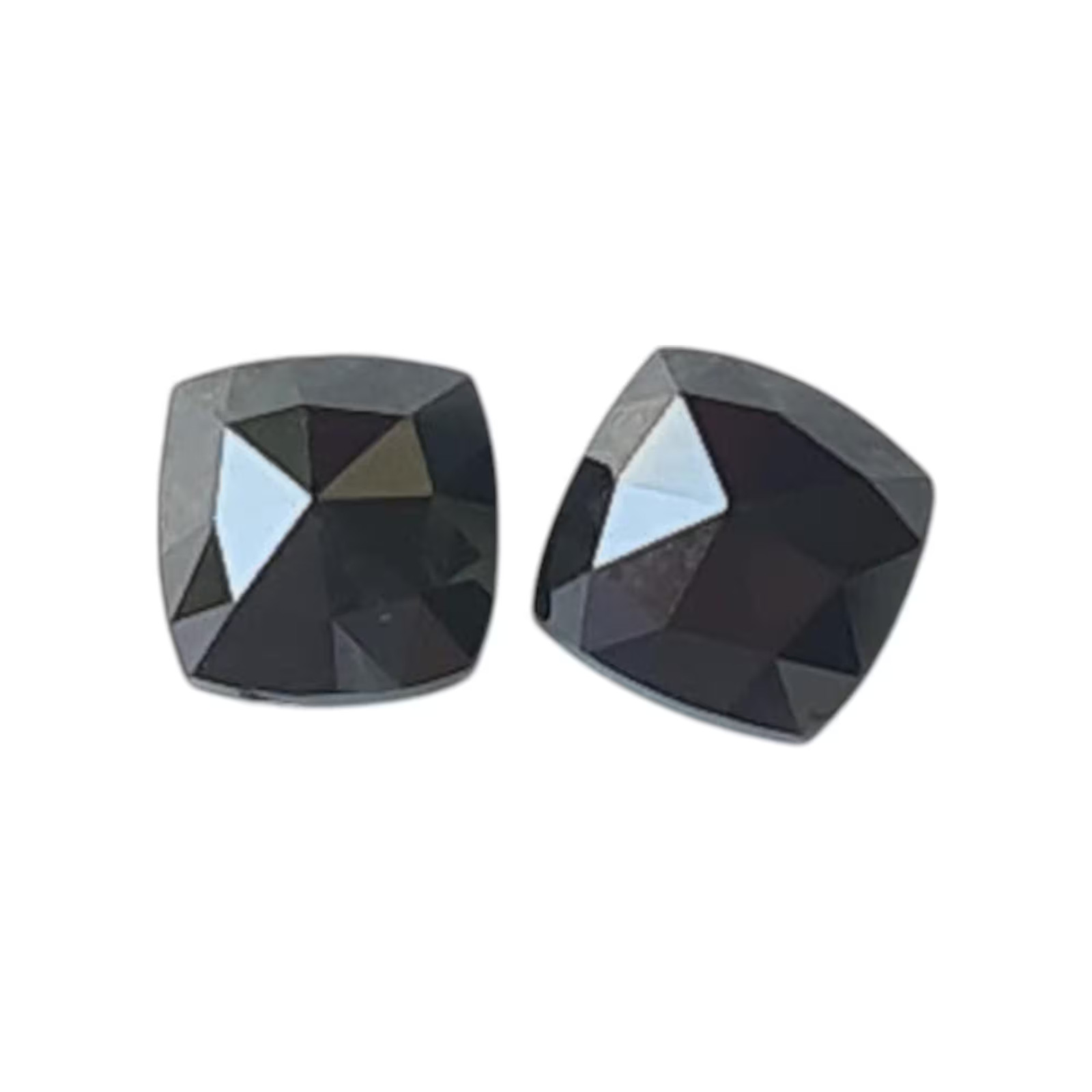 5mm Black Diamond Pair, Natural Black Square Shaped Rose Cut