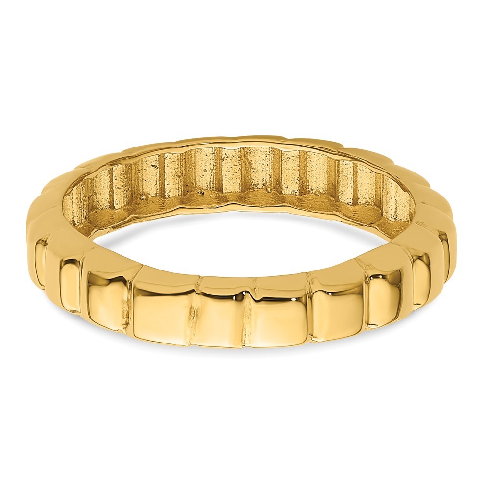 14K Yellow Gold Polished and Grooved Band Ring Size 6 2.26gm