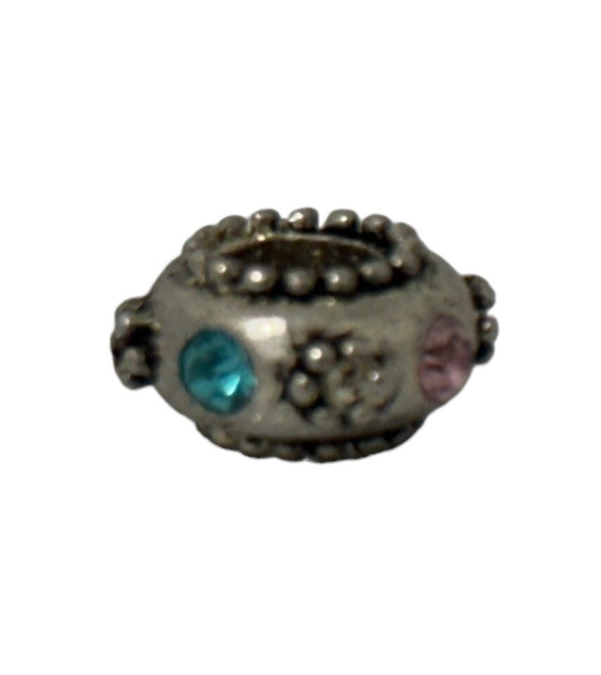 Bead Charm Blue Pink Green Rhinestones Band