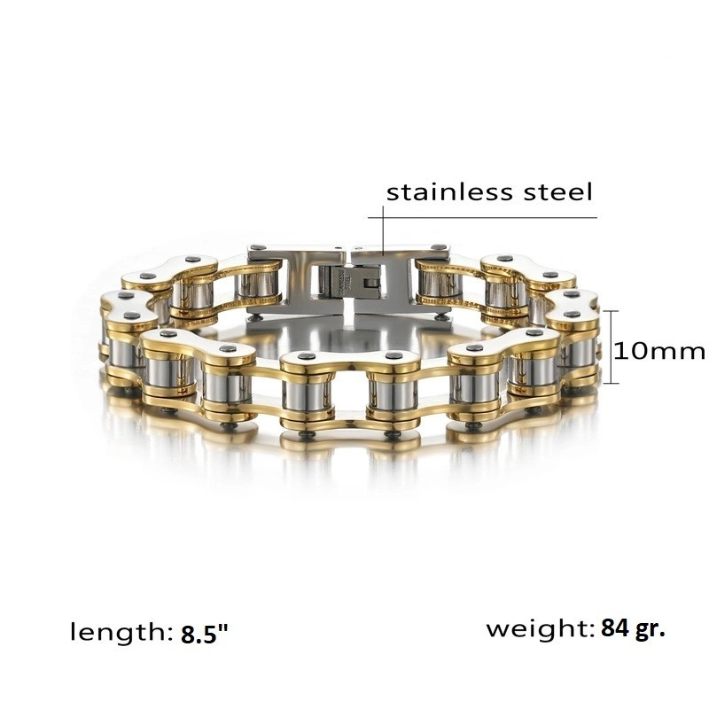 Stainless Steel 10mm Bike Chain 8.5″ Bracelet Biker Motorcycle Chain Bracelet