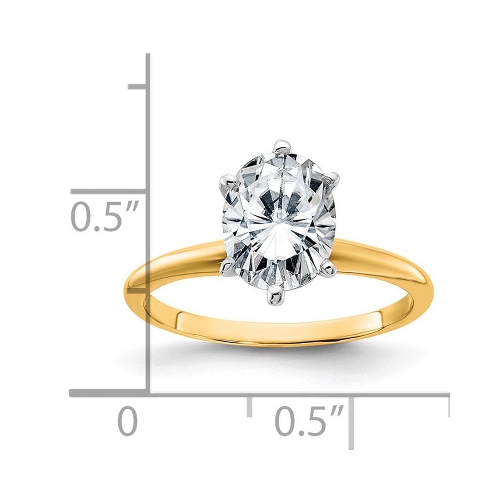 14k Yellow Gold 2ct. Oval Cut Moissanite Solitaire Engagement Ring Size 8