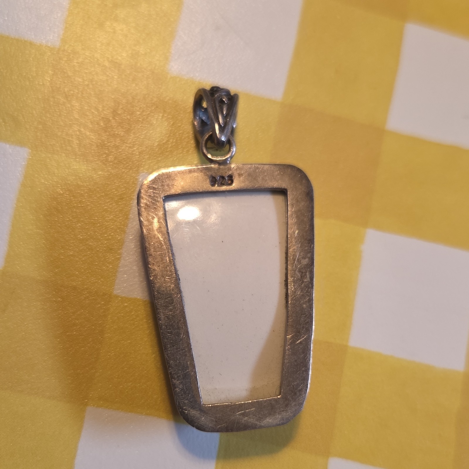 Sterling Silver 925 Blue & White Capricorn Zodiac Rectangle Pendant