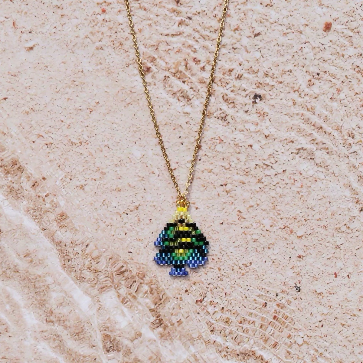 Cute Pixel Tropical Fish Beaded Pendant Necklace Gift for Women Girls