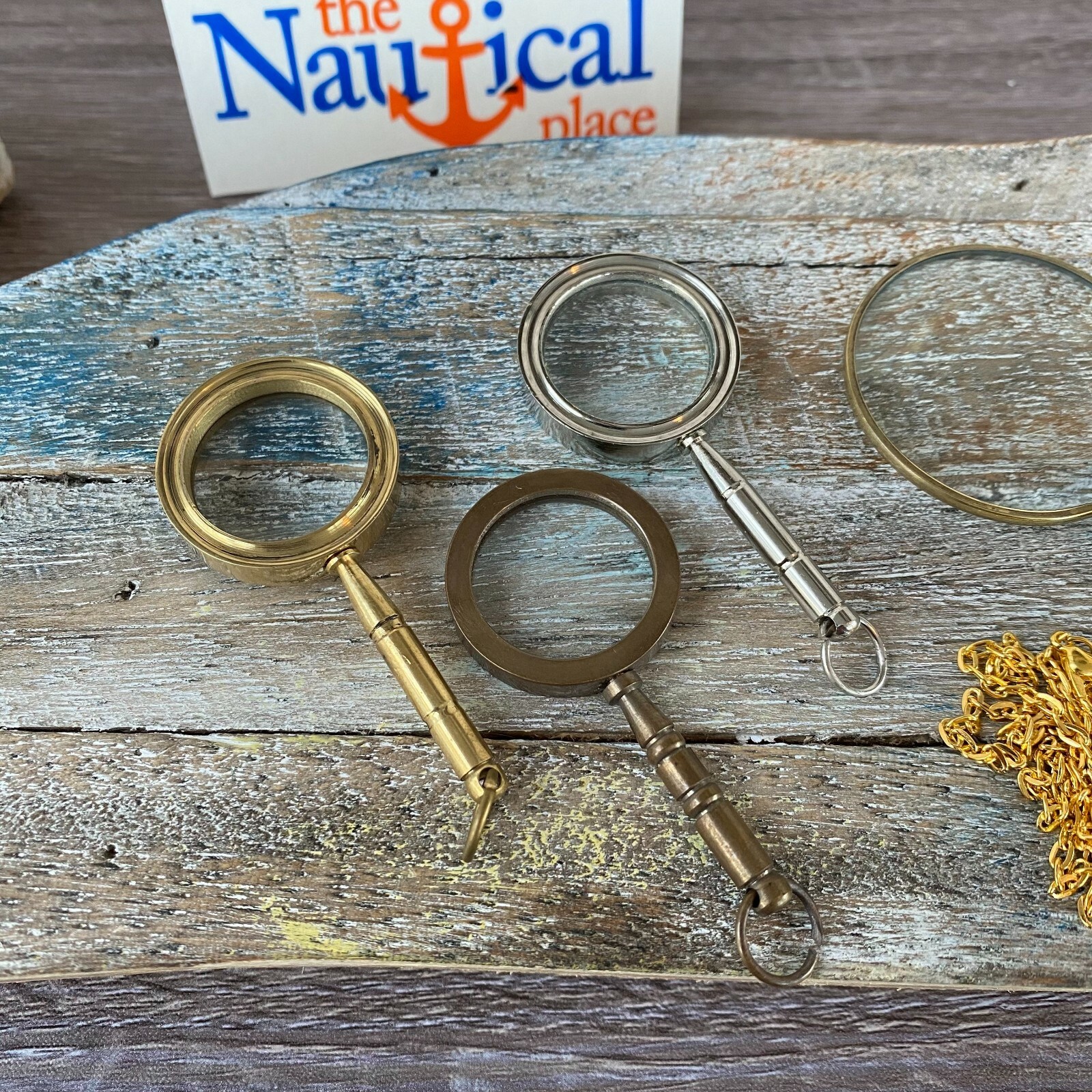 Magnifying Glass Necklace w/ Optional 27″ Chain, Brass Magnifier Monocle Pendant