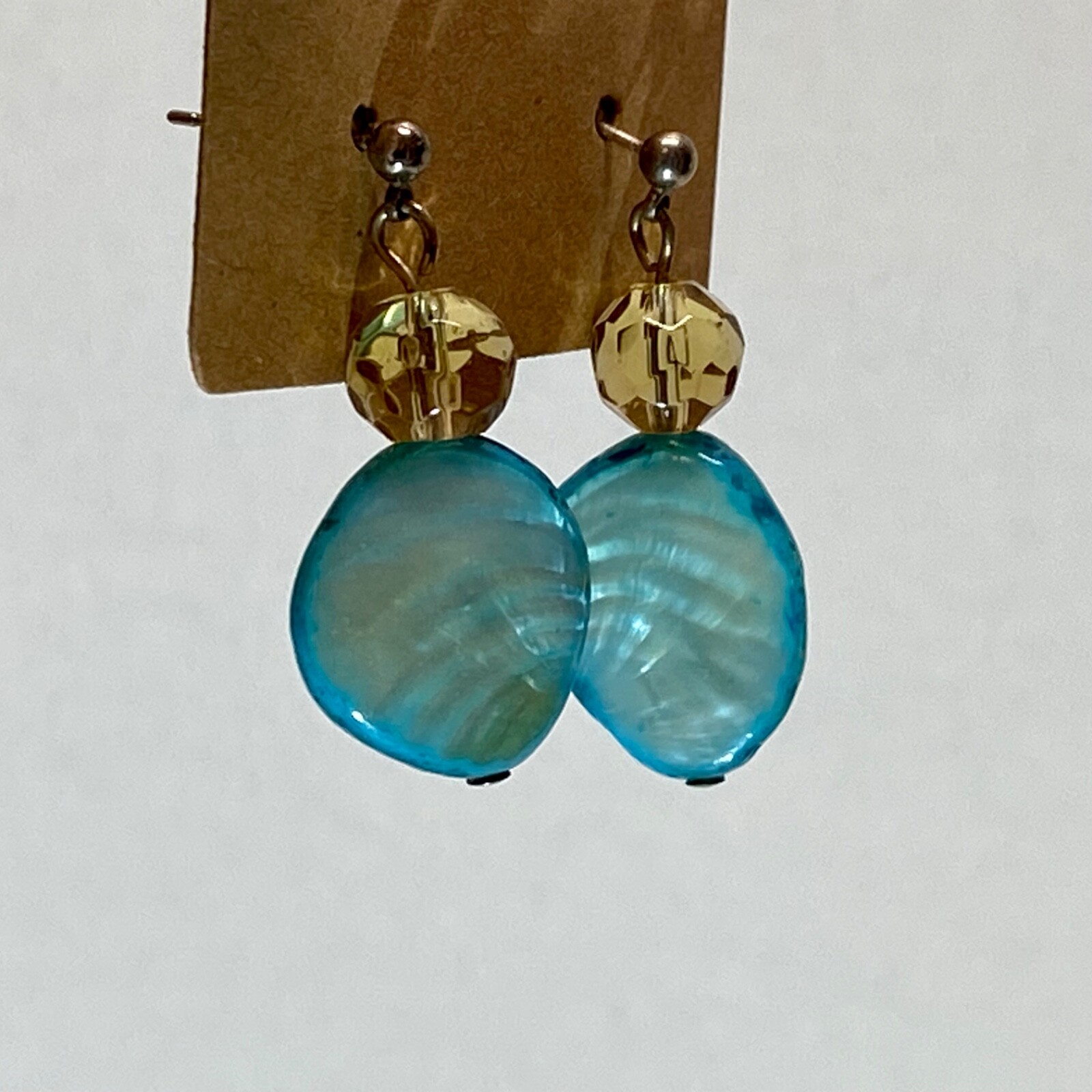 Turquoise Beaded Natural Ocean Beach Teal Sea Blue Dangle Drop Fine Earrings