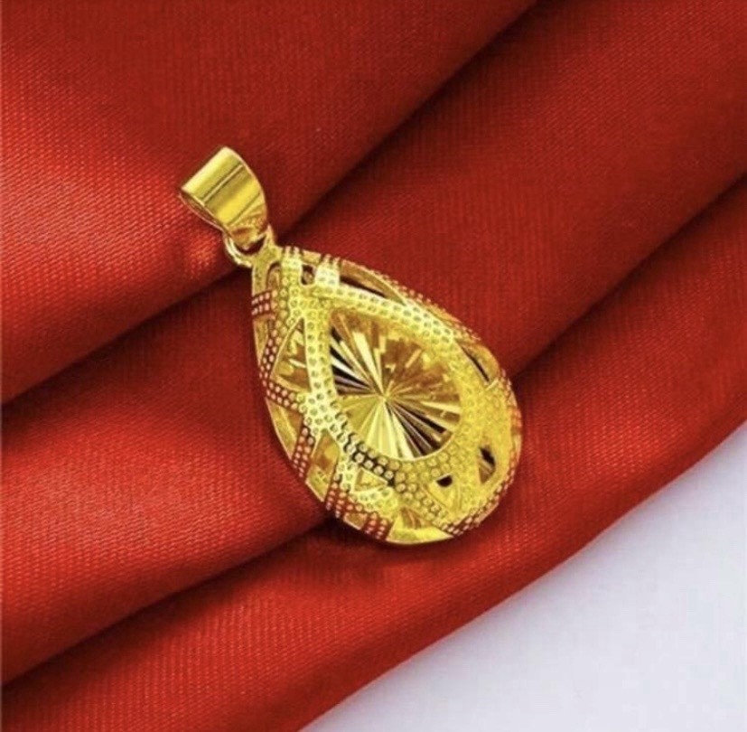 Gold Plated Teardrop Hollow Sunburst Pendant Necklace Elegant Minimalist